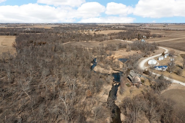 aerial view featuring a rural view