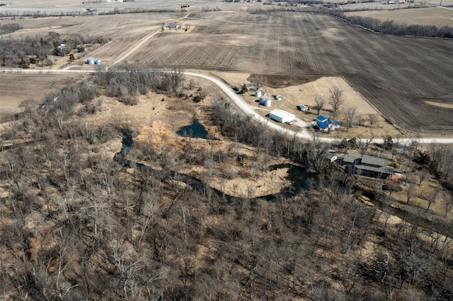 drone / aerial view with a rural view