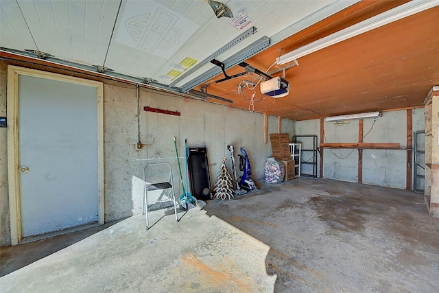 garage with a garage door opener