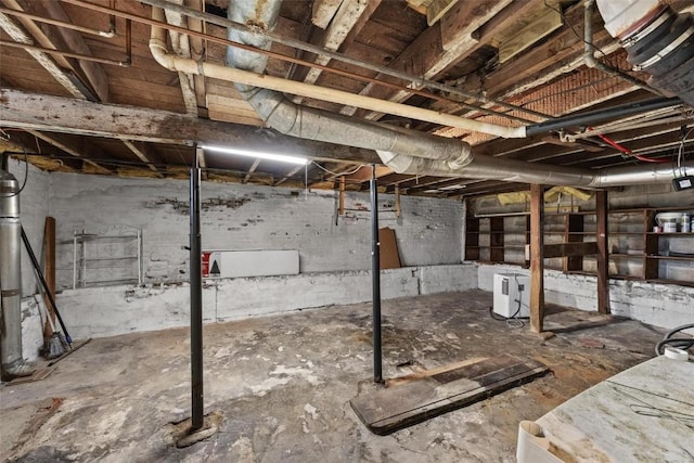 view of unfinished basement