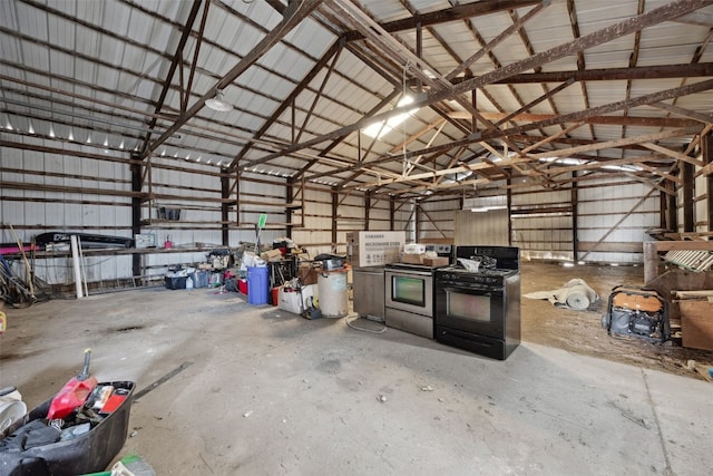 garage with metal wall