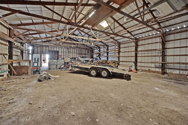 garage with metal wall