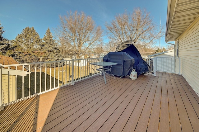 deck with a grill