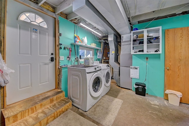 washroom with laundry area and separate washer and dryer