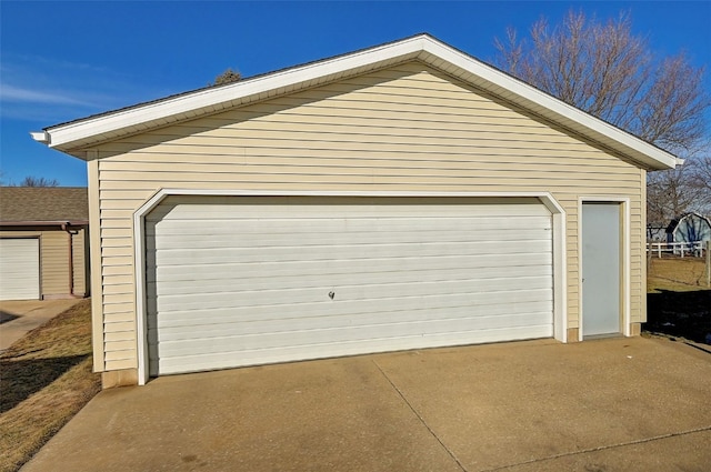 view of detached garage