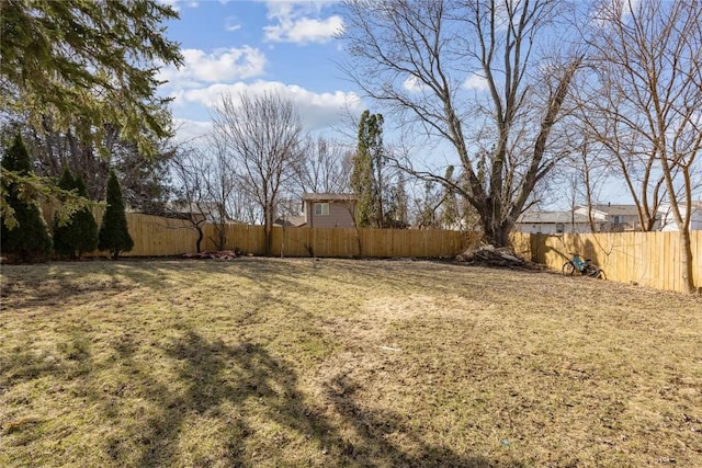 view of yard featuring a fenced backyard