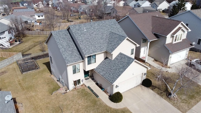 bird's eye view with a residential view