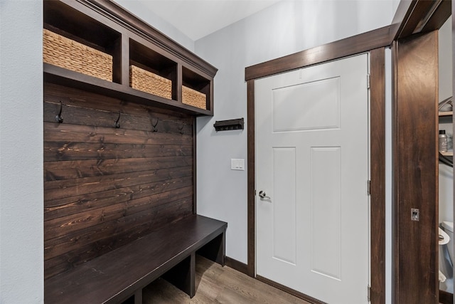 mudroom featuring light wood-style floors