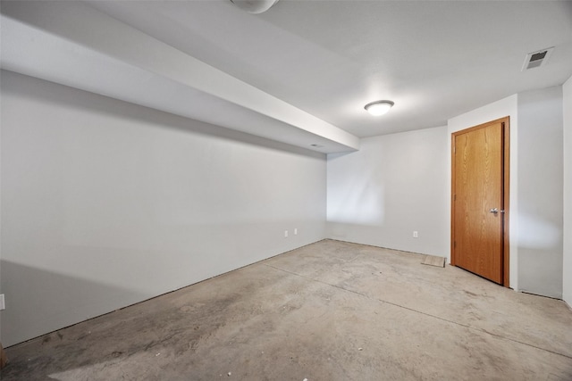 finished basement with visible vents