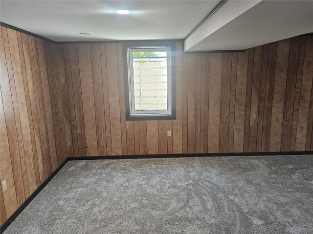 2261 Creekside Rd, Springville, IA 52336 - carpeted empty room with wood walls