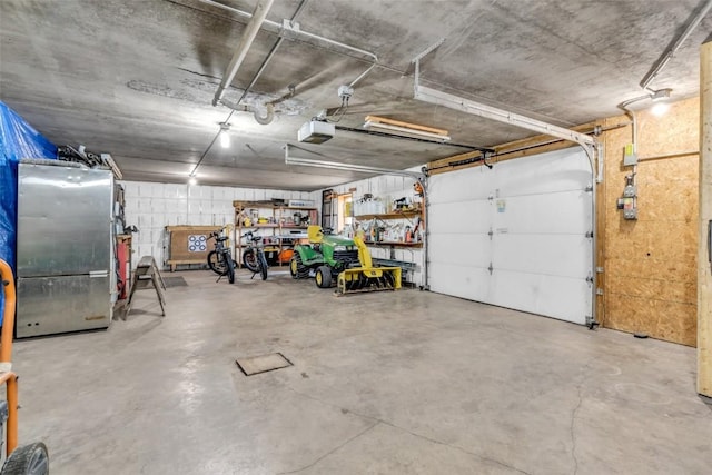 garage with a garage door opener