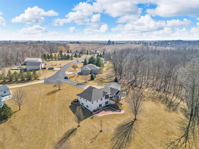 aerial view featuring a rural view