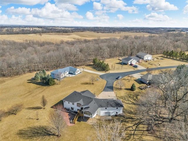 aerial view featuring a rural view