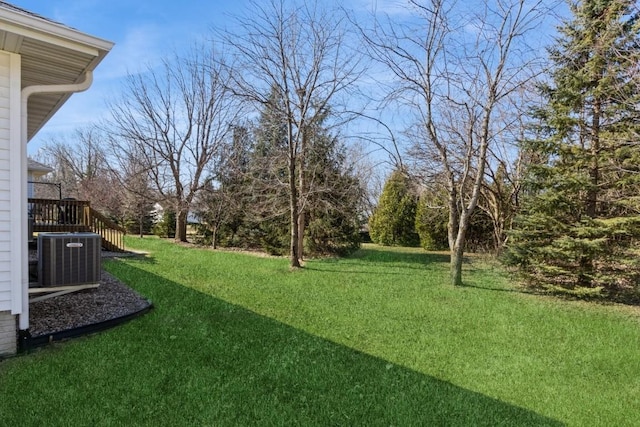 view of yard with central air condition unit