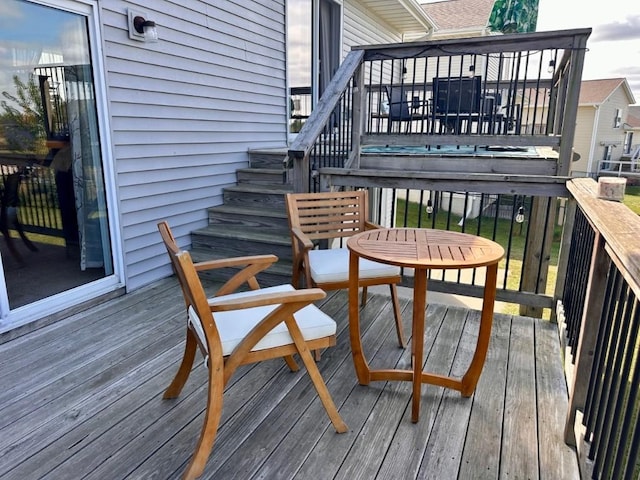 wooden terrace with stairs