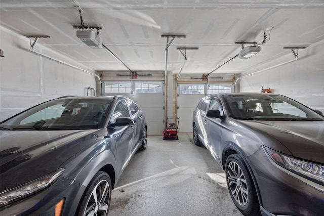 garage with a garage door opener