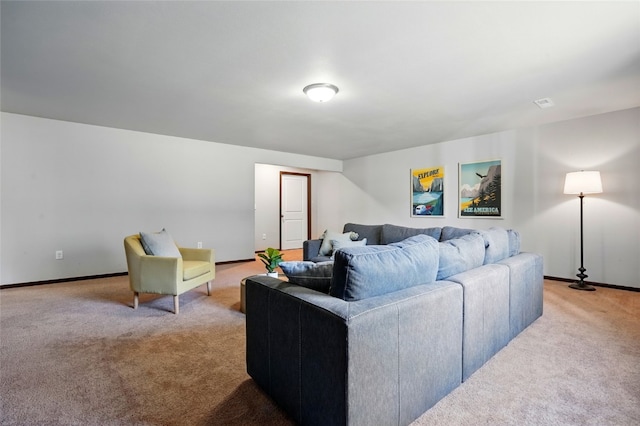 living room featuring baseboards and carpet flooring