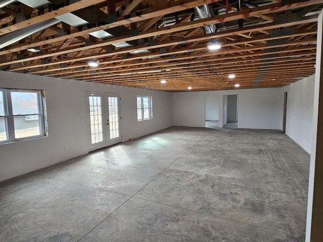 basement featuring french doors