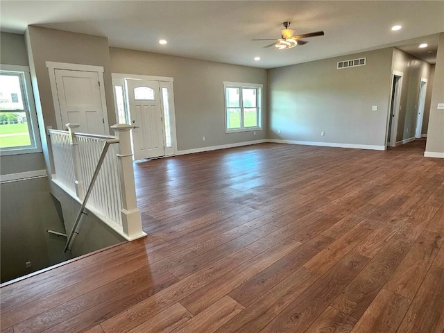 7936 217th Ave, Martelle, IA 52305 - entryway featuring wood-type flooring, ceiling fan, baseboards, and recessed lighting
