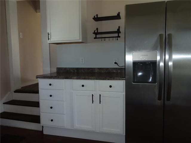 549 Marengo Ave, Marengo, IA 52301 - kitchen featuring white cabinets and stainless steel refrigerator with ice dispenser