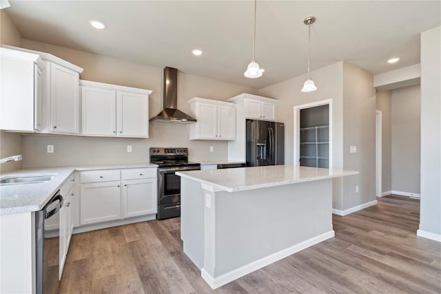 1306 E Gable Way, Tiffin, IA 52340 - kitchen with refrigerator with ice dispenser, stainless steel electric range oven, wall chimney range hood, black dishwasher, and a sink