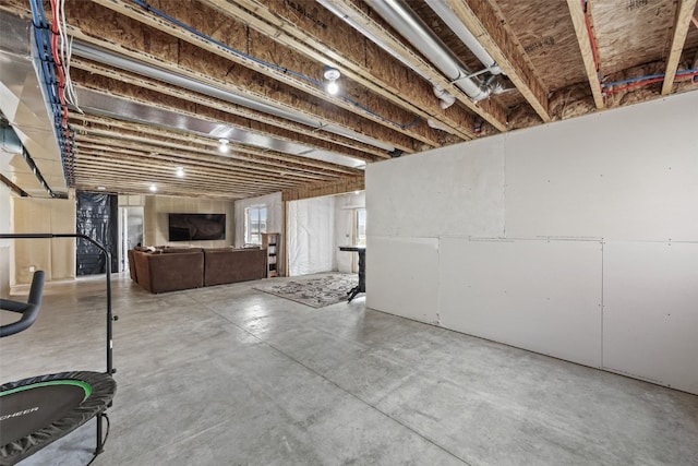 view of unfinished basement