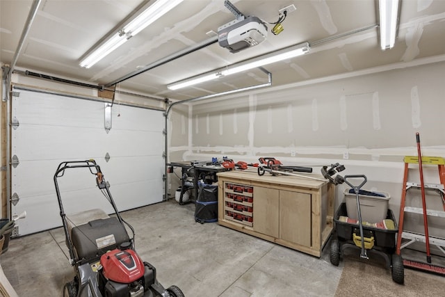 garage with a garage door opener