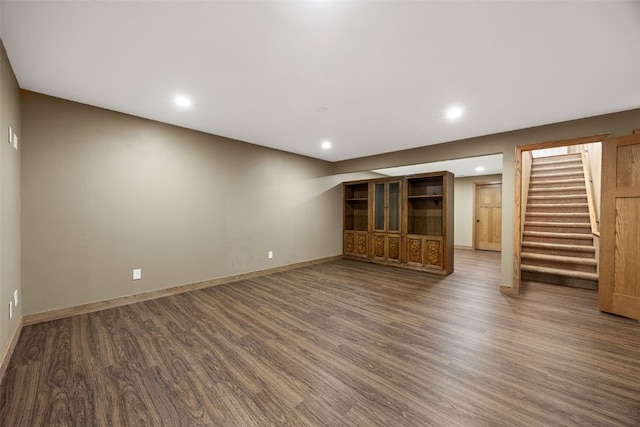 345 Shannon Dr, Robins, IA 52328 - finished basement featuring recessed lighting, stairway, baseboards, and wood finished floors