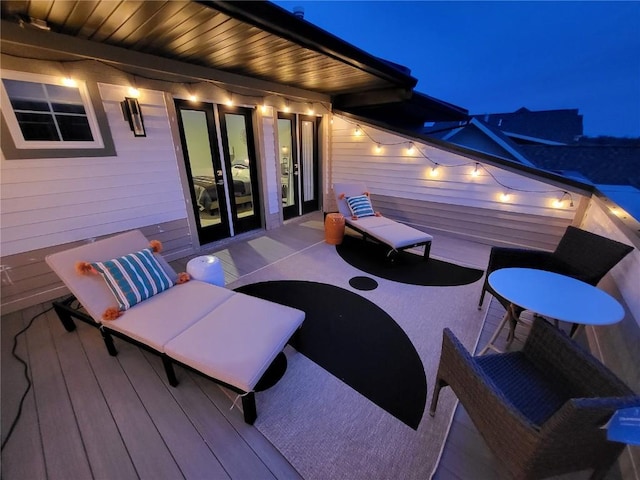 view of patio at twilight