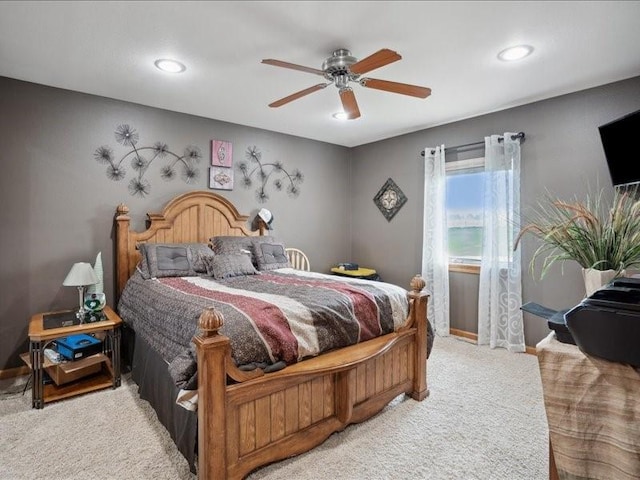 3752 Lacina Dr SW, Iowa City, IA 52240 - bedroom with baseboards, recessed lighting, ceiling fan, and carpet
