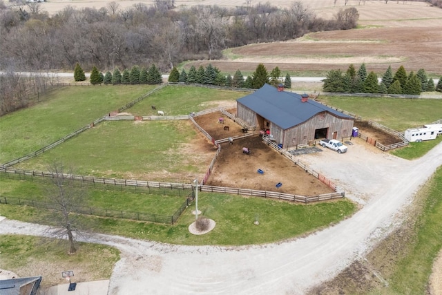 bird's eye view with a rural view