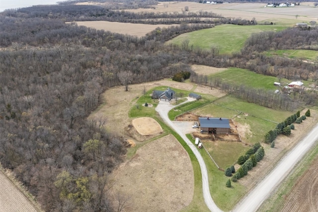 drone / aerial view with a rural view
