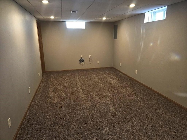 2704 Otis Rd SE, Cedar Rapids, IA 52403 - below grade area with carpet, baseboards, electric panel, and recessed lighting