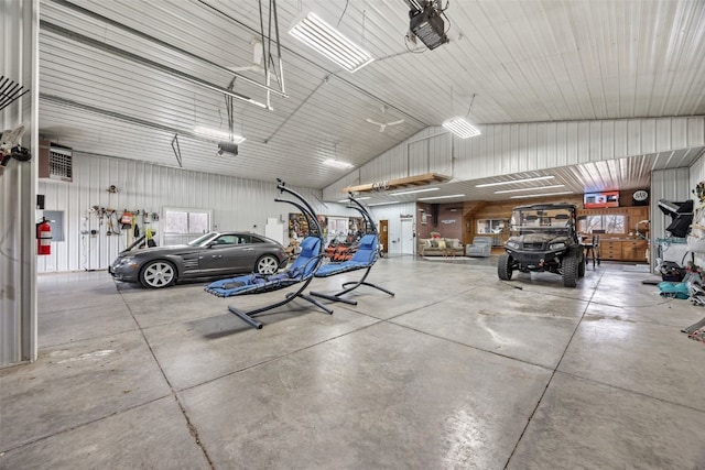 garage with a garage door opener