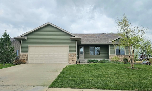 view of front of home with an attached garage, brick siding, and driveway