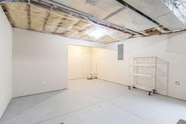unfinished below grade area featuring electric panel