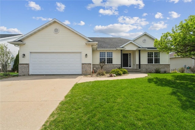 1835 Valentine Dr, Marion, IA 52302 - view of front of home with brick siding, concrete driveway, a garage, and a front lawn