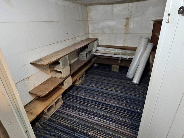staircase featuring carpet flooring