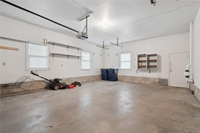 garage with a garage door opener