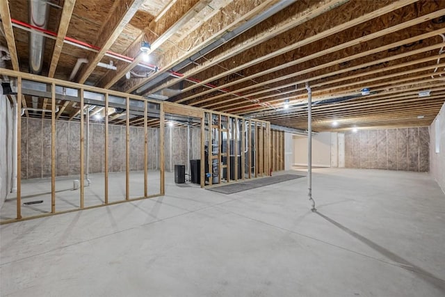 view of unfinished basement