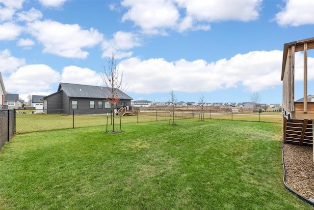view of yard with a fenced backyard