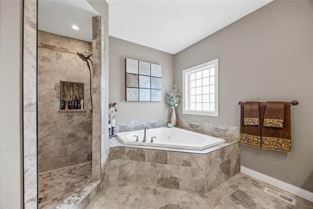 208 Willowood Dr, Hiawatha, IA 52233 - full bath with a shower stall, a bath, baseboards, and tile patterned flooring