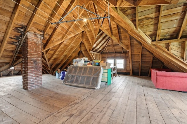 view of unfinished attic