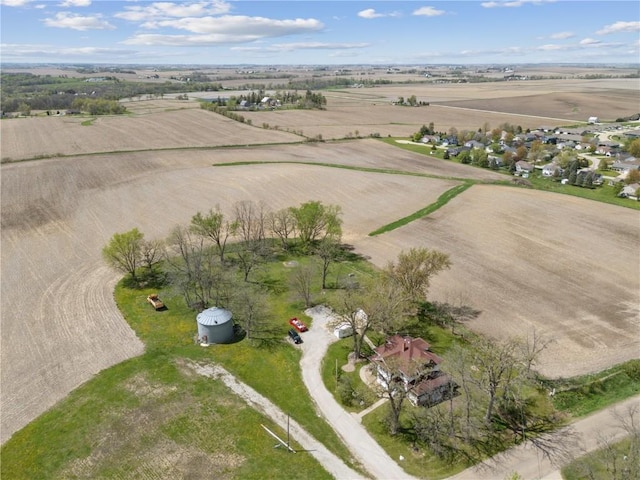 birds eye view of property with a rural view