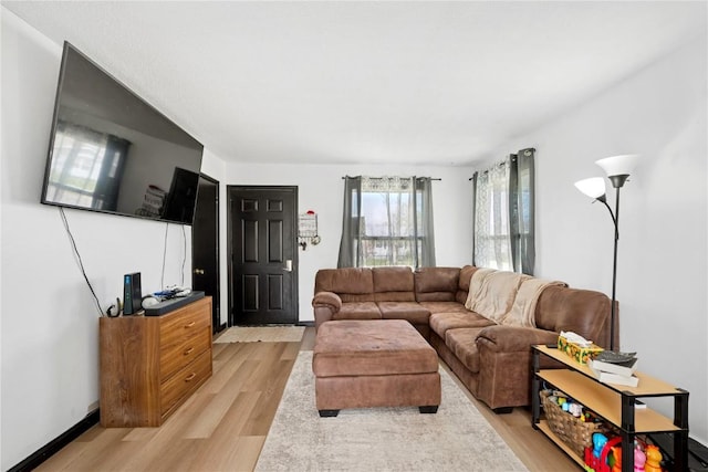 living room featuring light wood-style flooring
