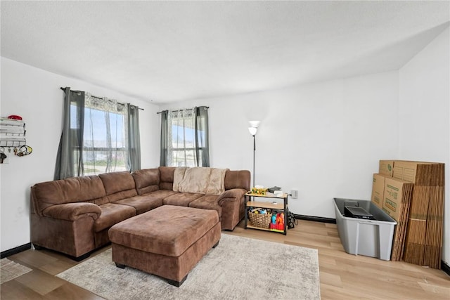 living area featuring light wood-style flooring