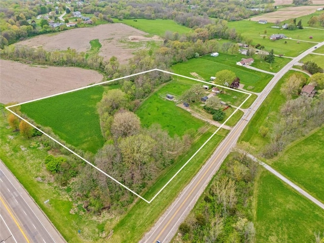 drone / aerial view with a rural view