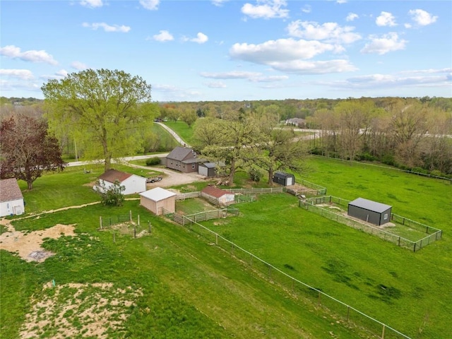 aerial view featuring a rural view