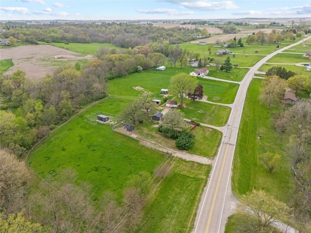 aerial view featuring a rural view