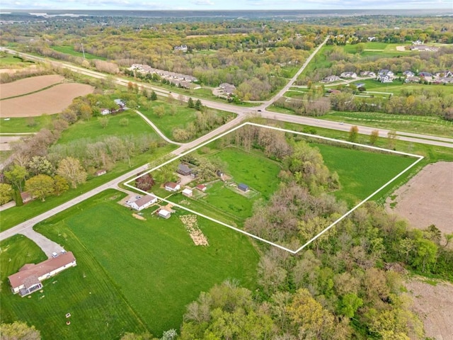 drone / aerial view featuring a rural view